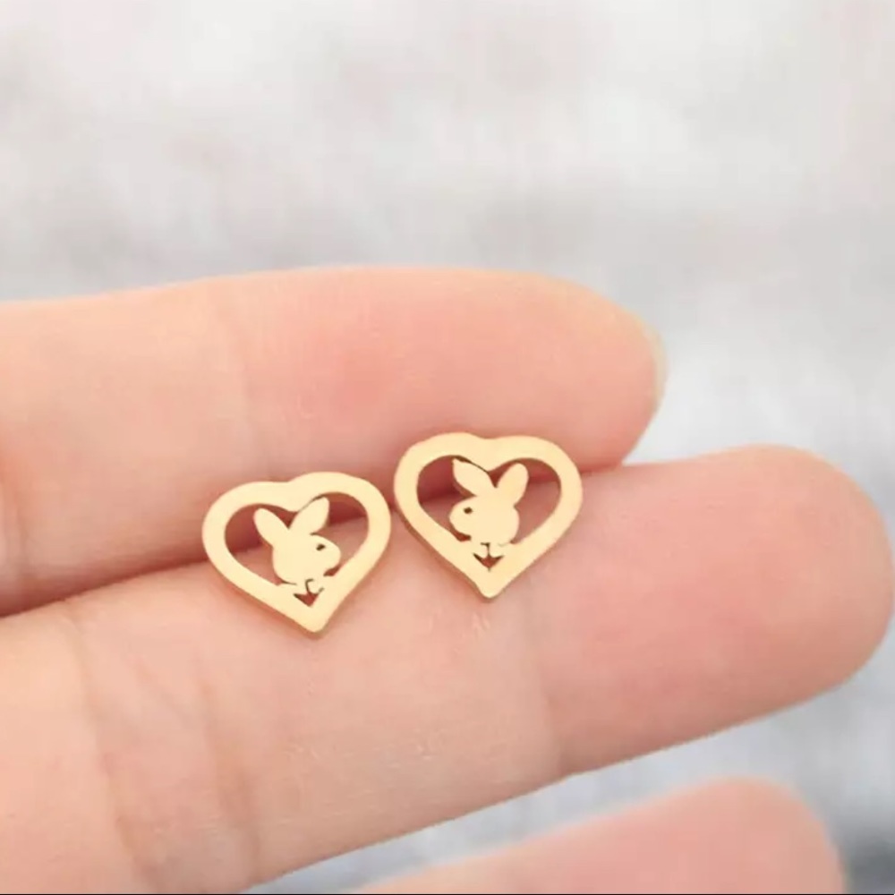 Gold Filled Playboy Bunny Stud Earrings